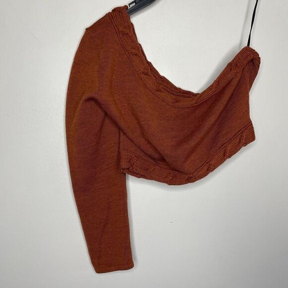 VICTOR GLEMAUD Sweater Womens Medium M Brown One Shoulder Cropped Wool - Picture 7 of 12